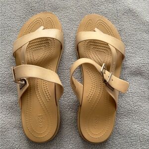 CROCS Tan Sandals with Adjustable Straps and Molded Footbed